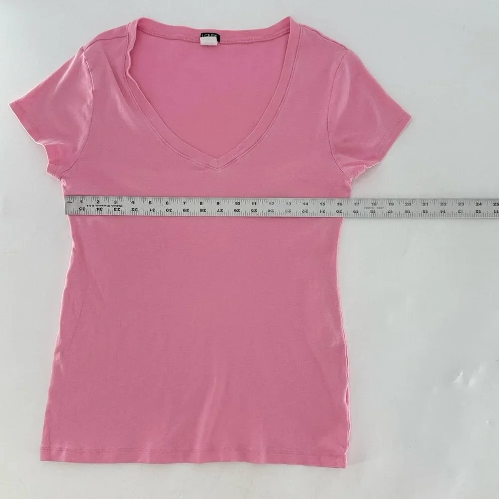 J.Crew Factory‎ Women’s Pink Lightweight V-Neck Pink T-Shirt Size Large See Pics